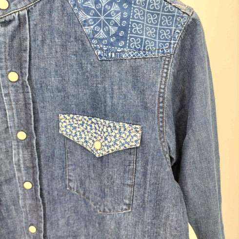 ニードルズ Needles デザイン デニム バンドカラーシャツ メンズ JPN:S